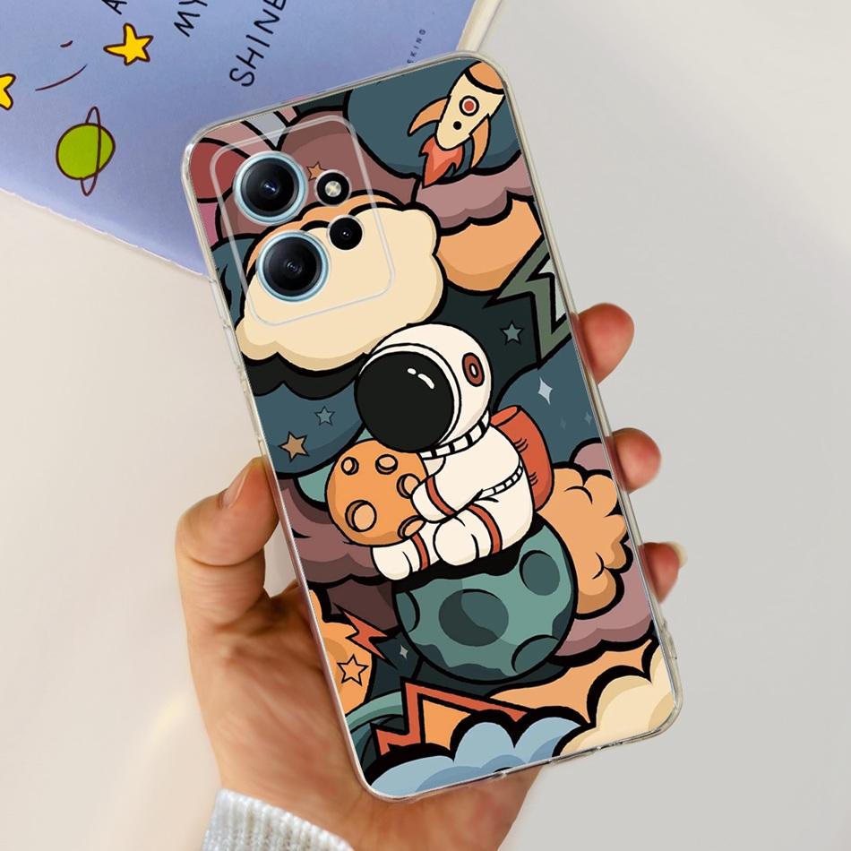 For Xiaomi Redmi Note 12 Case Redmi Note12 4G Global Cute Painted Soft Silicone TPU Phone Back Cover Bumper