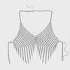 Geometric Rhinestone Mesh Tassel Body Chain - Exaggerated Diamond Bra for Nightclubs