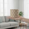 Beige decorative flowerpot with an inverted hexagon pattern