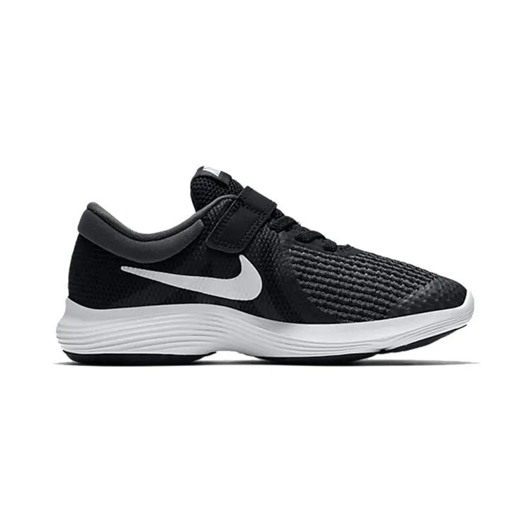 Nike REVOLUTION 4 Cushioning , Wear Resistant Low top Kids' Running Shoes Black White Children Aged 3 7 Years Old (Unisex)