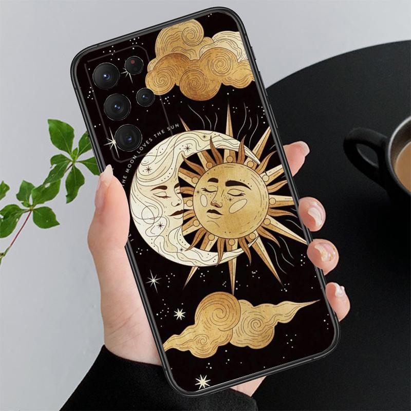 Эстетичный чехол для телефона Луна и Солнце Для Samsung Galaxy S25 S24 S23 S22 S21 Ultra S24 S23 S22 S21 S25 Plus S24 S25 FE