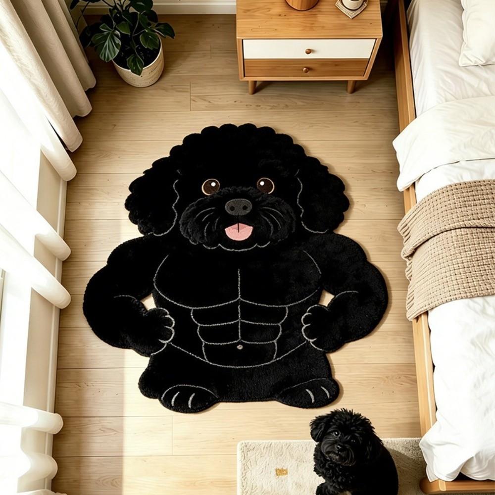 2D Home Decor Carpet Non-Slip Cartoon Carpet Soft Dog-Shaped Area Rug Living Rooms