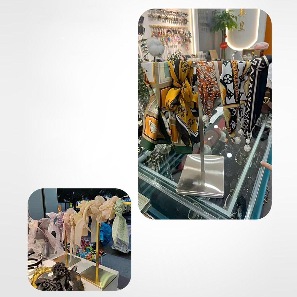 Stainless Steel Bag Show Shelf Gold Silver Height Adjustable Wallet Holder Stand Metal Display Risers Silk Scarf/Headband Hanger