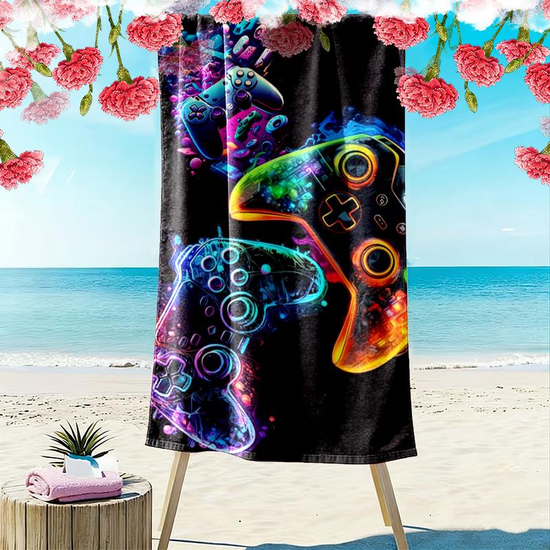 Gamepad Print Beach Towel, Large Soft Quick Dry Towel for Beach Camping Swimming