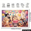 Фон для дня рождения кошки в стиле 2D масляной живописи в сочетании с пятью милыми кошками и элементами розового торта