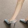 Today's Popular Sandals Blue Denim Versatile Bag Head One-word Buckle with High Heels Women's Stiletto