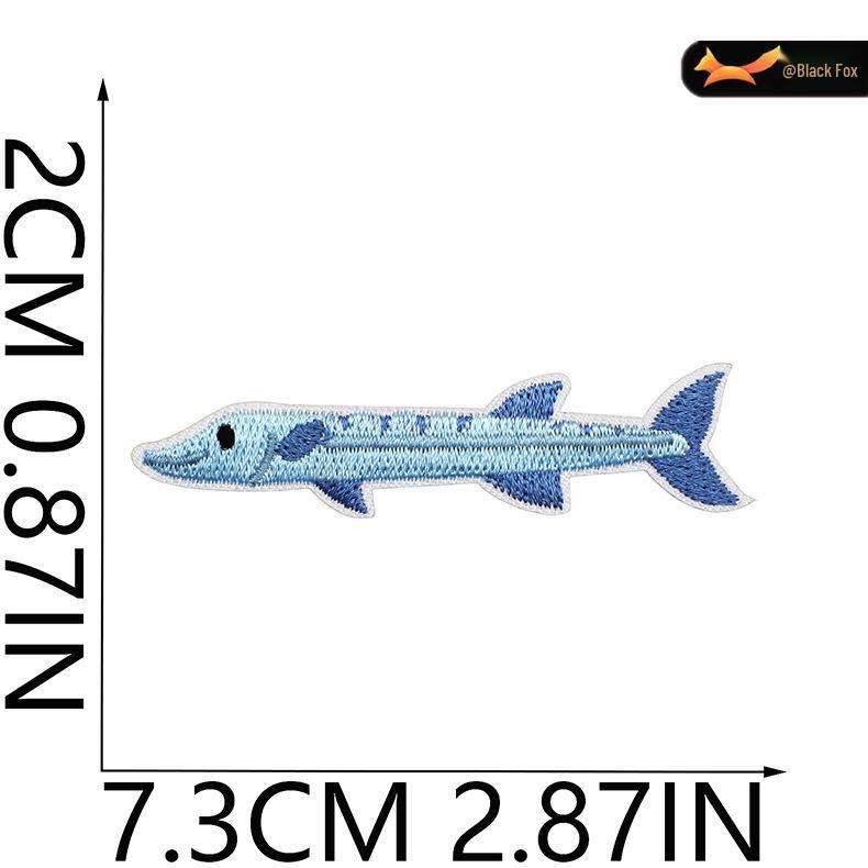 Black Fox Marine Life Cartoon Embroidered Patches for Children's Bags