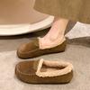 CRLAYDK Winter Women's Soft Faux Fur Lining Moccasins Suede House Warm Indoor Outdoor Loafers Slip On Ladies Work Flat Shoes