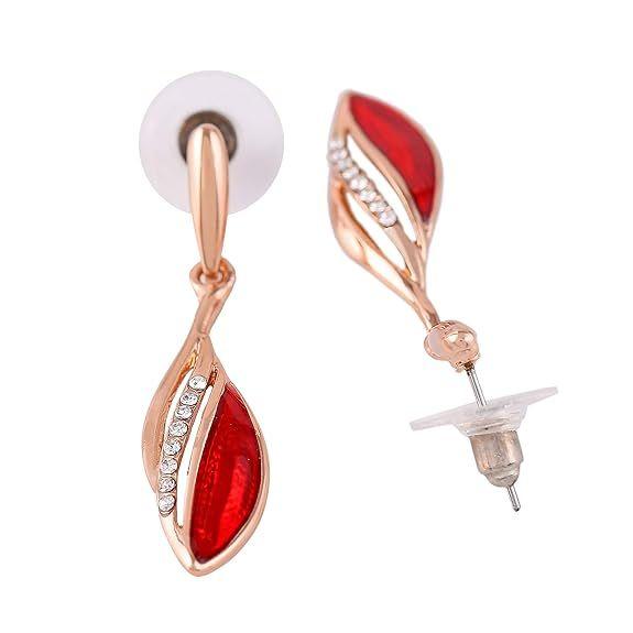 Стильные женские подвесные серьги с эмалью черного цвета, покрытые розовым золотом