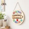 Classroom Decor Sign Wooden Welcome for Door, to Our Round Door Hanging Hanger, Front Sign, Back School Preschool Decoration