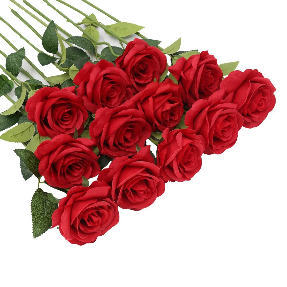 12 шт. искусственный шелковый цветок розы поддельные цветы для свадебного букета вечерние украшения дома