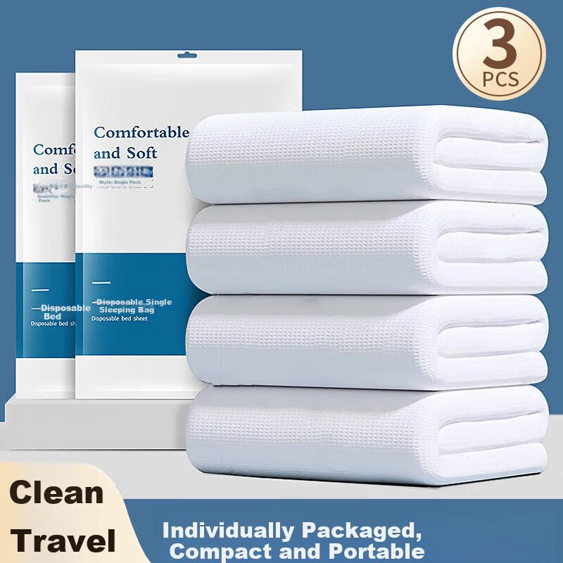 LOHAS Travel Disposable Sleeping Bag Hotel Train Sleeper Single Bed Sheet Bedding Set 4-Piece Travel Essentials
