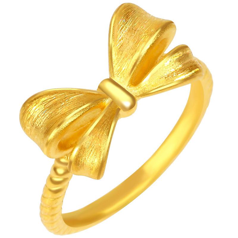 Delicate Brass Gold Plated Open Bow Ring Adjustable Fit Simple Stylish Jewelry Womens