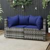 VidaXL Garden Corner Sofas and Cushions 2 Pcs Grey Wicker, Sofa, Garden Sofa, Sectional Corner Sofa, 319854