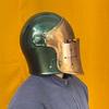 Barbute Copper Green Two-tone Helmet Medieval Knight Armor 18g Soft Steel LARP Cosplay Warrior Helmet