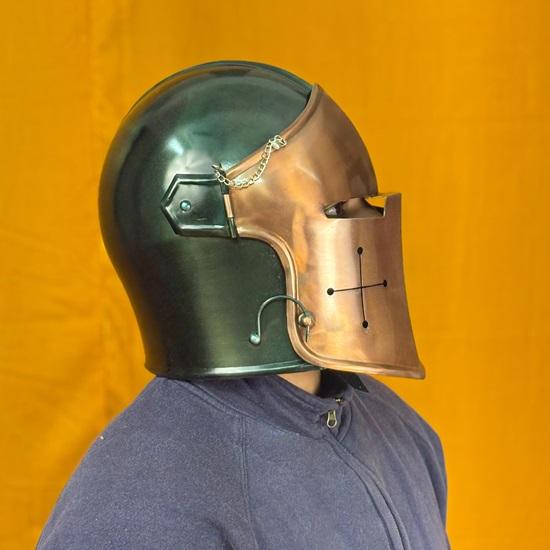 Barbute Copper Green Two-tone Helmet Medieval Knight Armor 18g Soft Steel LARP Cosplay Warrior Helmet