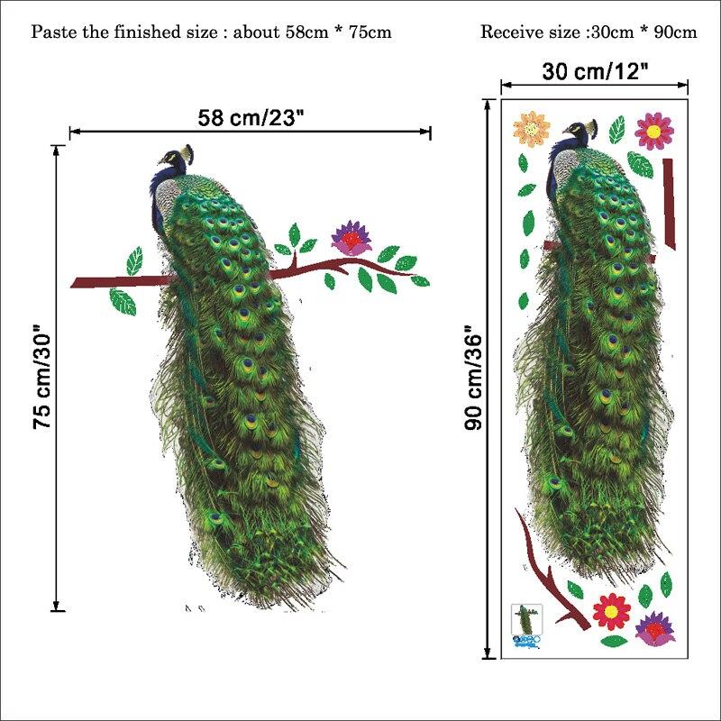 Павлин на ветке, стикер на стену, дверь гостиной, диван/ТВ фон, украшение дома, фреска, художественные наклейки, обои
