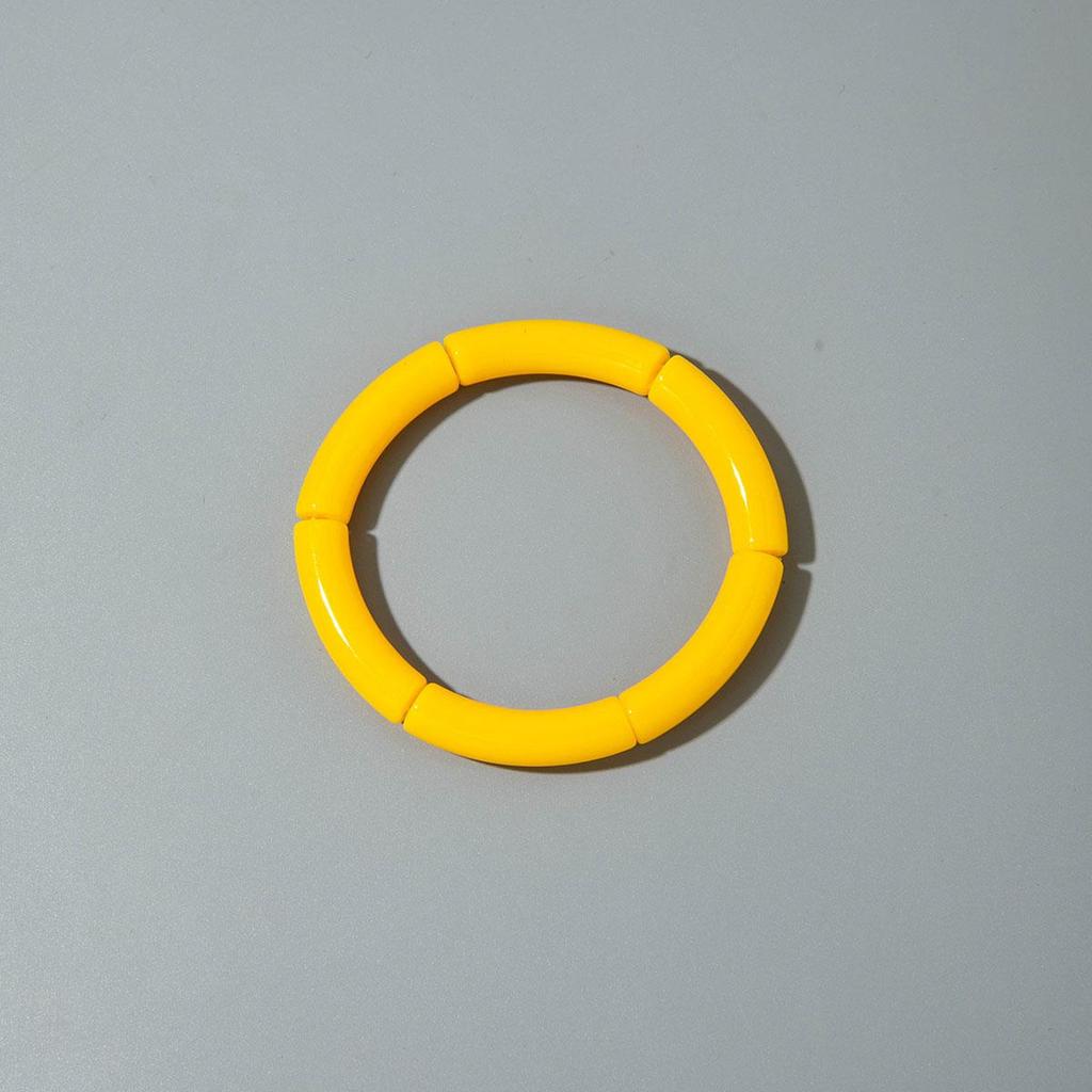 Cross Border Fashion and Cute Dopamine Style Round Tube Acrylic Bracelet for Women Jewelry Seaside Tourism Macaron Color Bracelet Matching