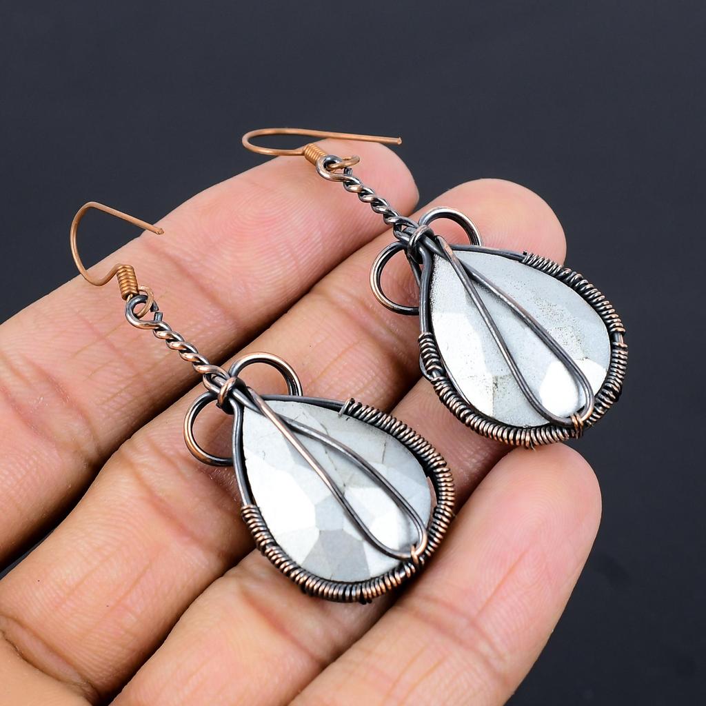 Серьги с дымчатым топазом, ювелирные изделия с драгоценными камнями, серьги, обернутые медной проволокой 999 пробы, красивые серьги ручной работы