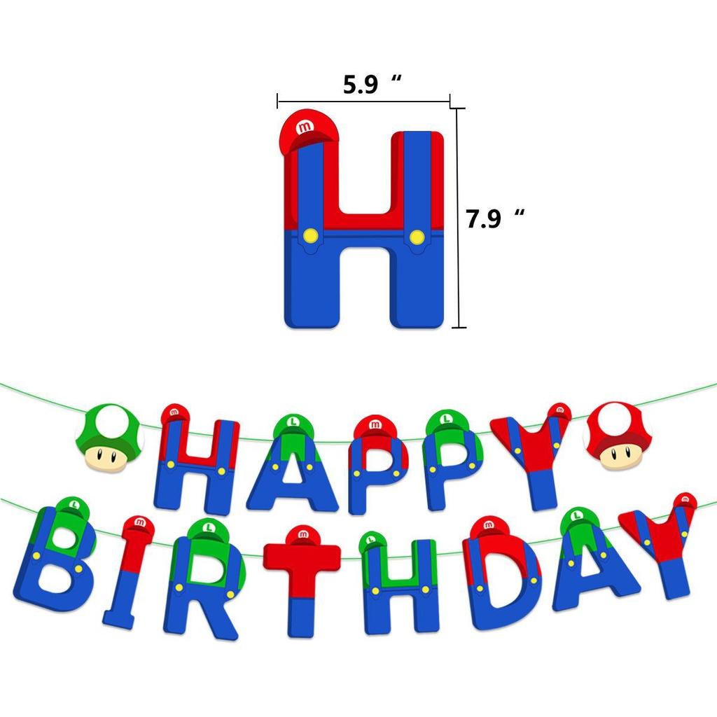 Супер Марио С Днем Рождения Украшения для Вечеринки Баннер Шары Топпер для Торта