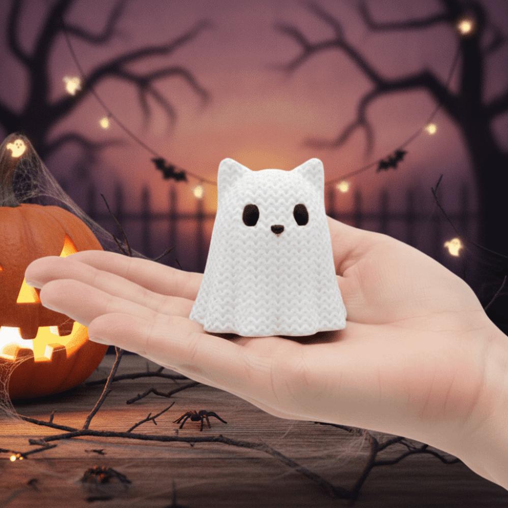 Mini Ghost Cat Dog Desktop Ornaments Knitted Texture Ghost Cat Dog Statue Study
