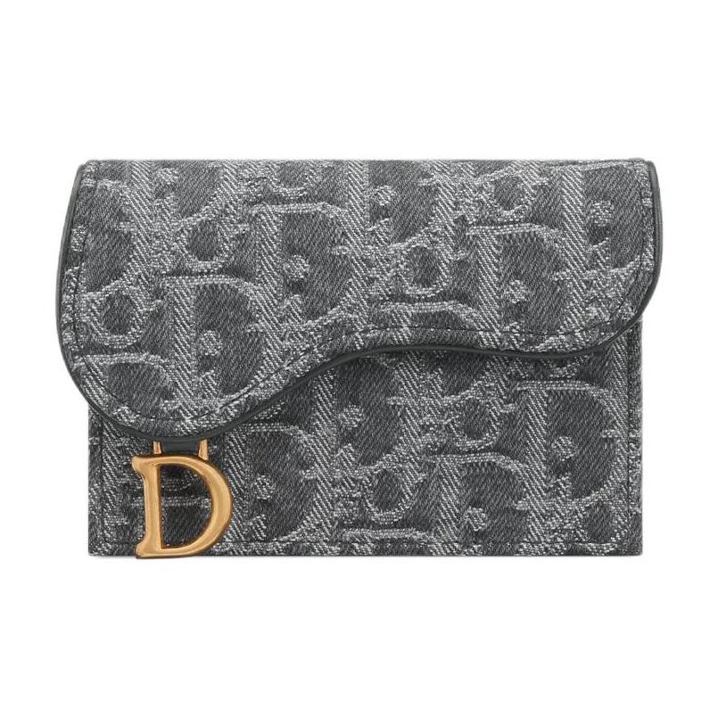 Dior Кошелек для карт из хлопка с фирменным узором Saddle Bloom, женские аксессуары, серый S5611CDDK-M932