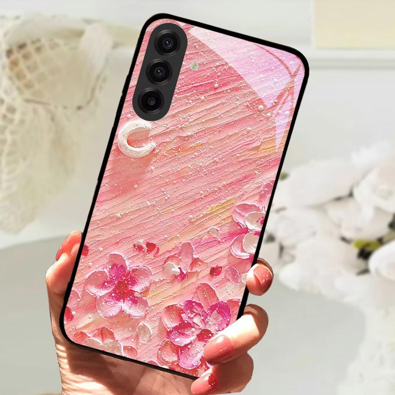 Чехол для Samsung Galaxy S25FE Модный Чехол-бампер с изображением Льва и Цветов из Закаленного Стекла Ударопрочный Защита Камеры для Galaxy S25 S 25 FE