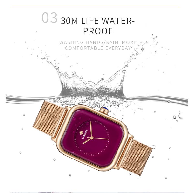 WWOOR New Fashion Classic Ladies Watch Elegant Light Luxury Square Quartz Waterproof Women's Watch