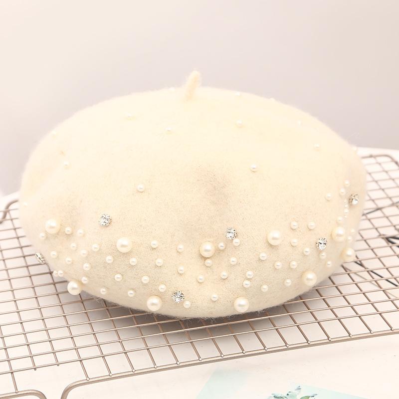 Берет из жемчужной шерсти женский зимний британский ретро шерстяной восьмиугольный берет универсальная шляпа-тыква