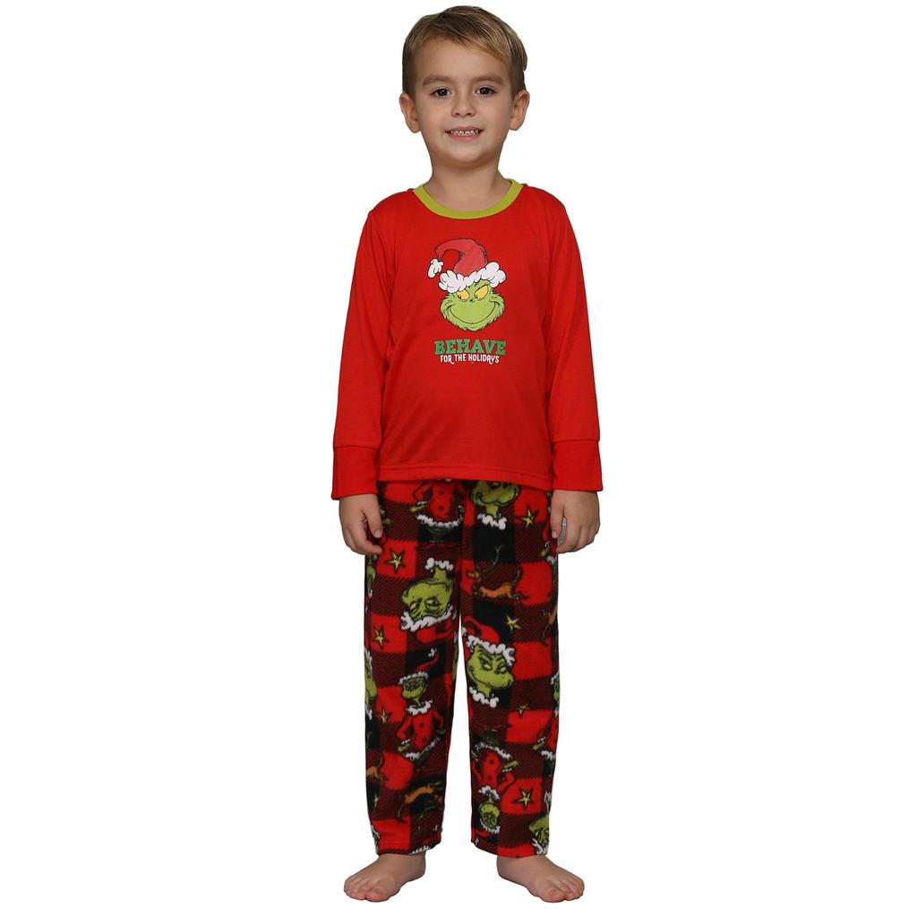 Christmas Family Matching Pajamas Set, Mother Child Baby Cartoon Print Pajamas Home Clothes Set