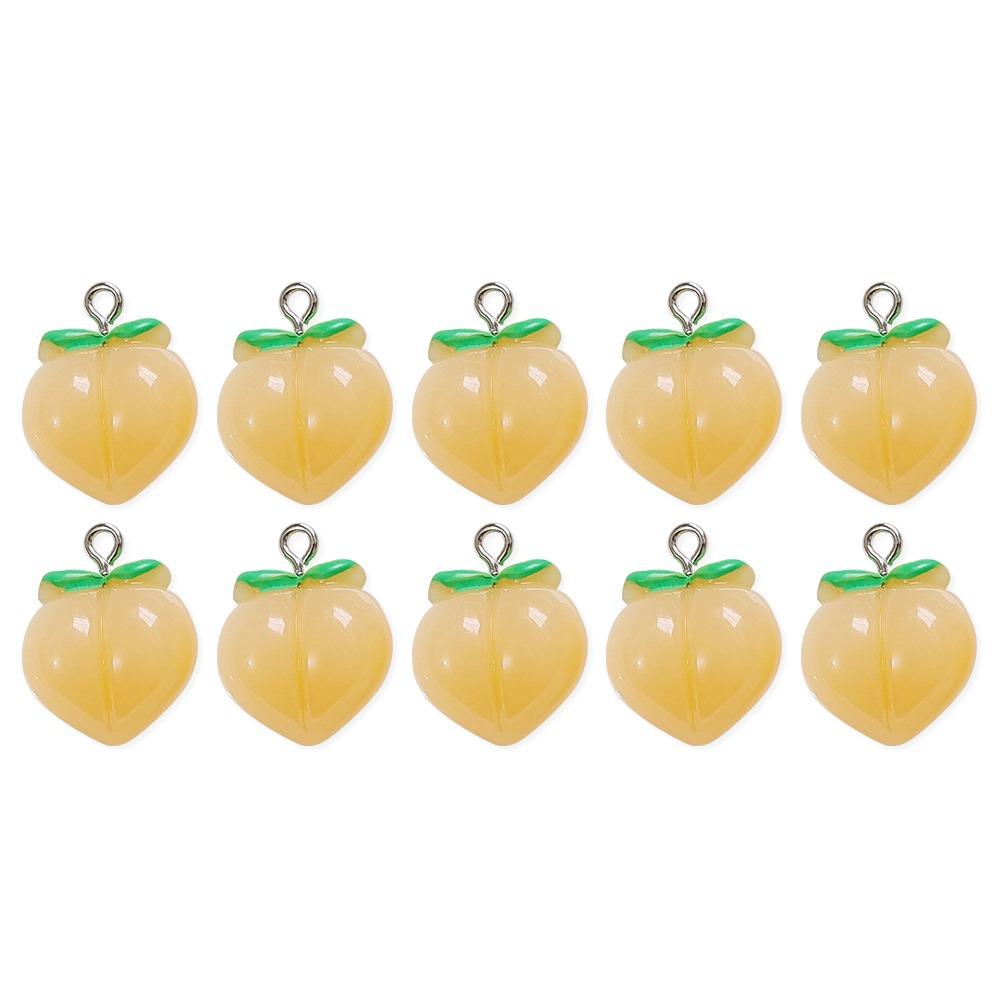 10pcs 3D Peach Flat Resin Charms Pendant Transparent Fruit Pendants Jewelry Making Accessories