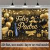 2D Black Gold Father's Day Backdrop, Feliz Padre Tie & Balloon Photography Background