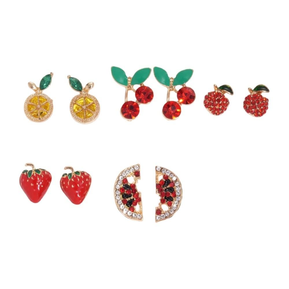 Strawberry Lemon Mini Cherry Earrings Orange Cherry Small Fruits Ear Stud Jewelry Gift