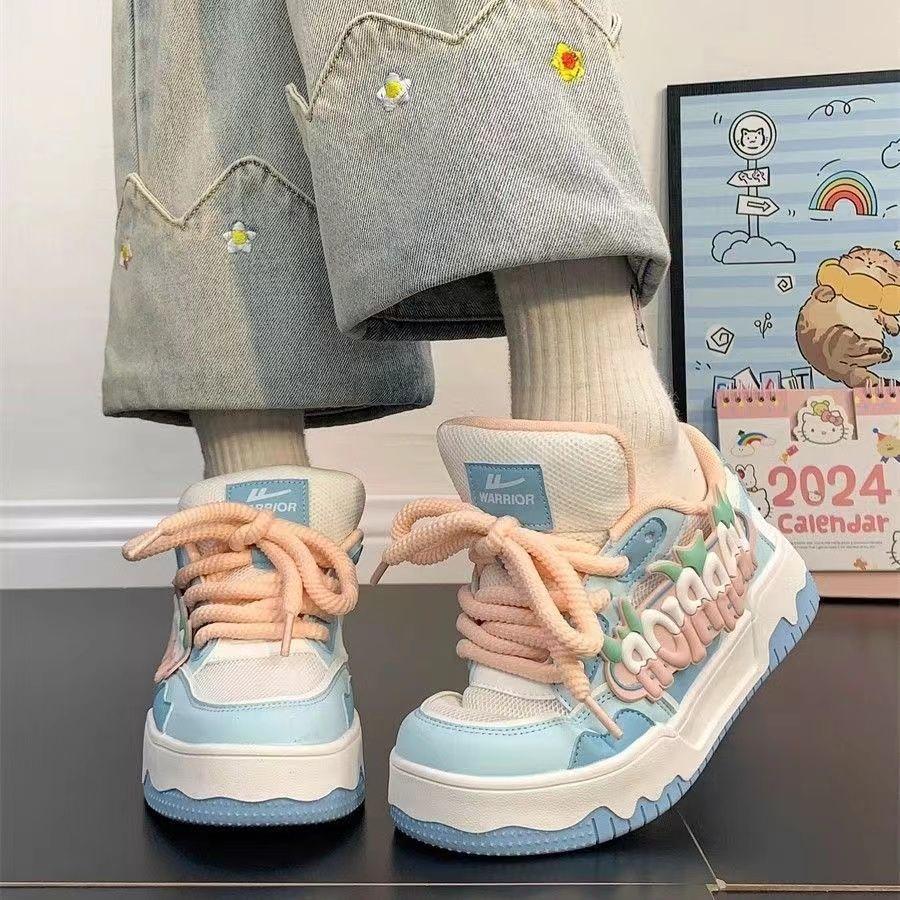 Обувь для скейтбординга для девочек в цвете dopamine универсальные маленькие белые туфли для студентов в студенческом стиле повседневная обувь для скейтбординга спортивная обувь на платформе