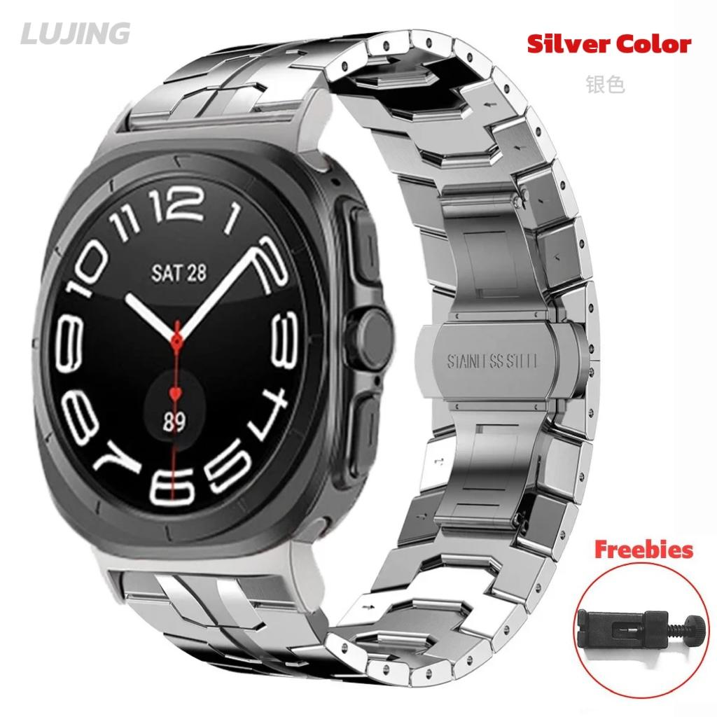 Ремешок цвета ультратитана для Samsung Galaxy Watch 7 Ultra 47 мм, ремешок без зазоров, изогнутый конец, металлический браслет для GALAXY 7 47 47 мм, ремешок Correa