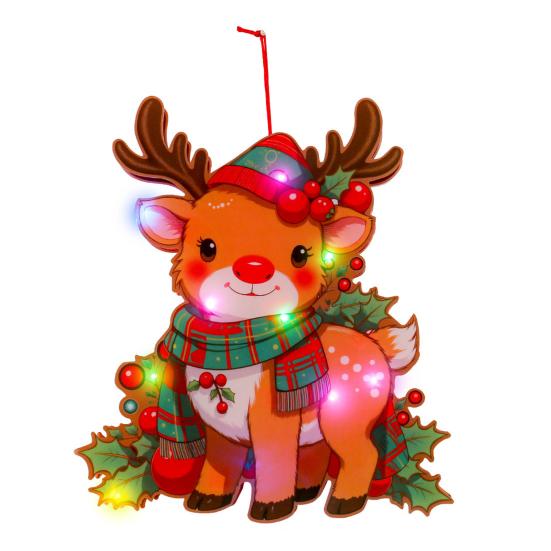 Светящийся Санта Подвеска на дверь Светодиодный Рождественский декор с Оленем Снеговиком Сделай сам Светящиеся Праздничные Подвесные Украшения для Окна Каминной полки