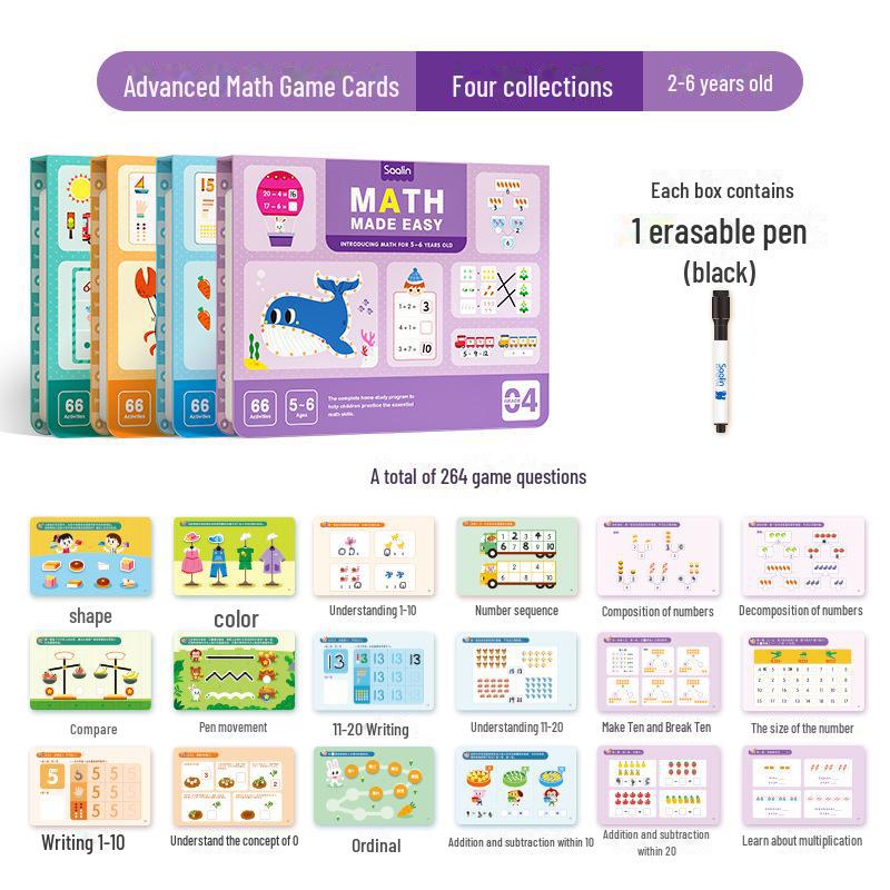 Saalin Math Training Cards: Educational Toys for All Ages, Family Edition, Pre-Primary To Primary School Transition