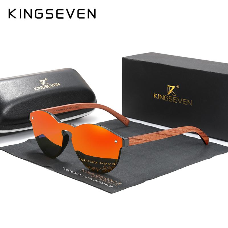 Kingseven Солнцезащитные очки из натурального дерева KINGSEVEN Bubinga, мужские поляризационные очки, деревянные модные солнцезащитные очки, оригинальные аксессуары