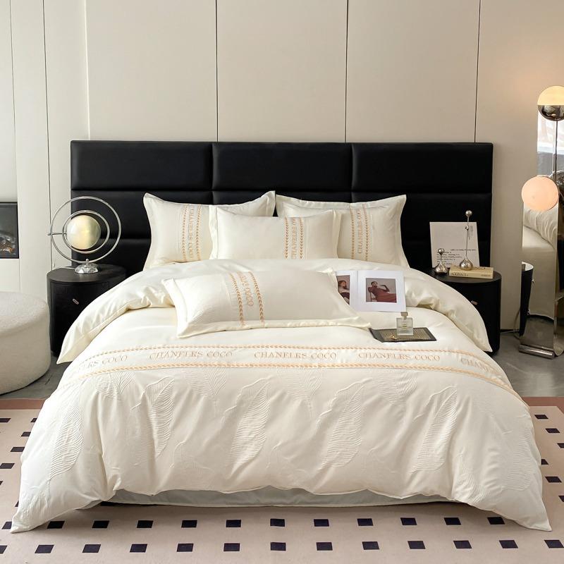 Комплект из четырех предметов из стираного шелкового рельефа с жаккардовым узором Tencel, простыня, пододеяльник