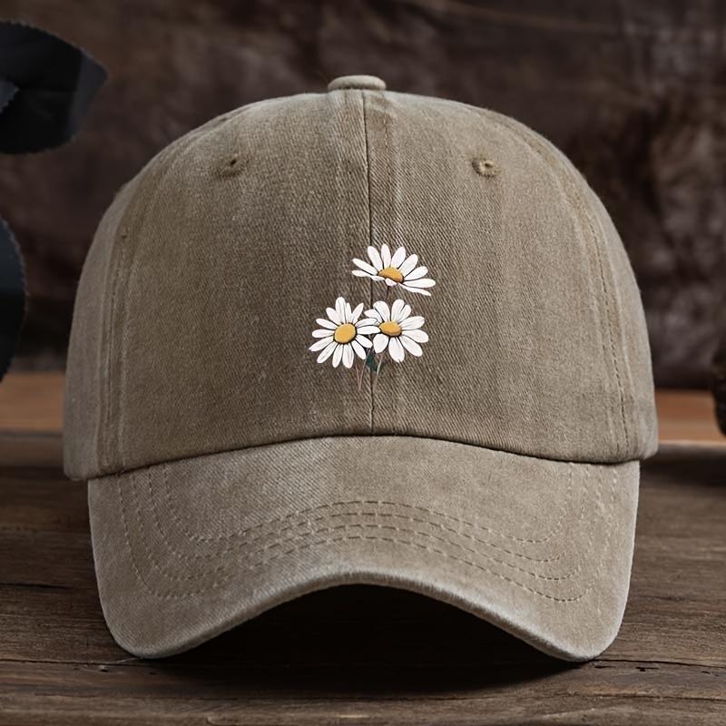 Three Daisy Print Baseball Caps for Men and Women, Outdoor Hats That Are Fashionable and Versatile,duckbill Caps That Are Trendy