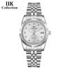 IIK Новые модные деловые женские часы для пар, простые водонепроницаемые кварцевые часы из нержавеющей стали GB967L
