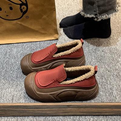 Пушистые туфли на толстой подошве осень-зима 2025 новая верхняя одежда бархатные теплые хлопковые туфли повседневные лоферы