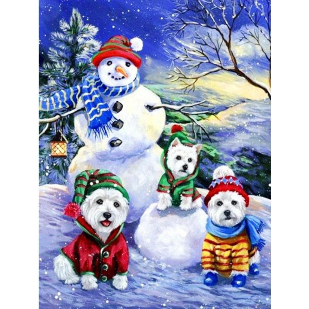 Алмазная живопись Art Full Drill Снеговик Алмазная картина Ручная работа Снежный день Diy Алмазная мозаика Картина Украшение дома Рождественский подарок