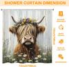 Highland Cow Rustic Flowers Shower Curtain,Bathroom Shower Curtains Bathtub Home Decor Waterproof Fabric Machine Washable with 1