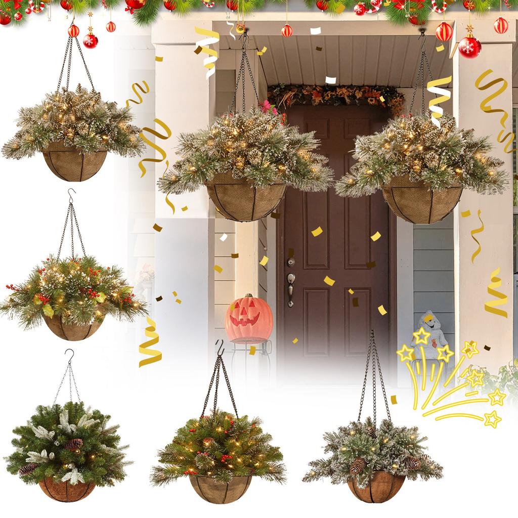 Christmas Wreath Mixed Decorations And Led Lights-Frosted Berries