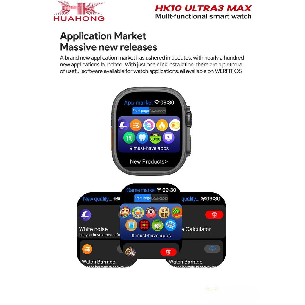 2025 HK10 ULTRA 3 MAX Smartwatch HD AMOLED Bluetooth Call Network Chat Robot Clock NFC Compass Smart Watch Men Women
