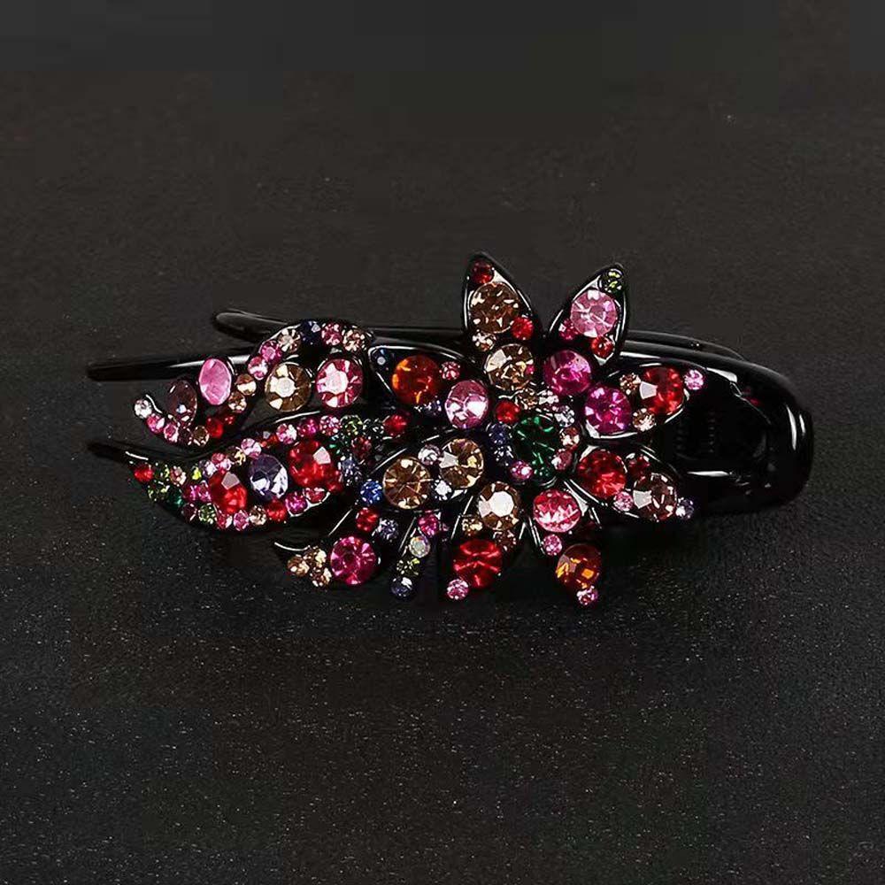 Заколка для волос в стиле ретро с цветком и кристаллами и стразами, женская заколка для волос, зажимы в виде утконоса, заколка для волос в корейском стиле