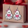Cross Border Cute Charming Heart Bow Ghost Earrings Valentine's Day Acrylic Halloween Ghost Earrings