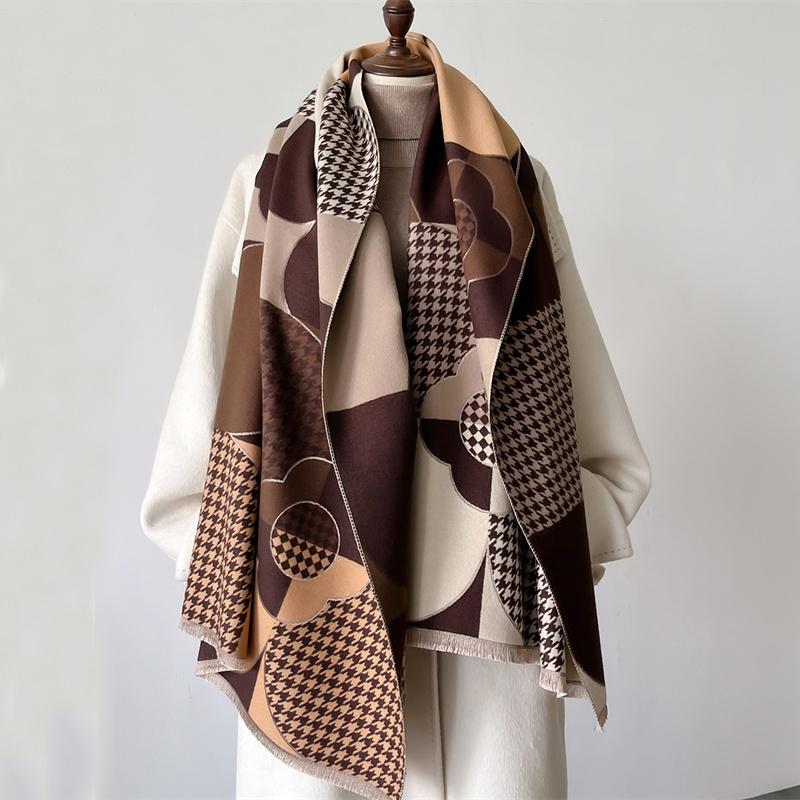 Роскошный зимний шарф из искусственной шерсти женский кашемировый теплый пашмина брендовый фуляр женские шали накидки толстый мягкий буфанда шарфы