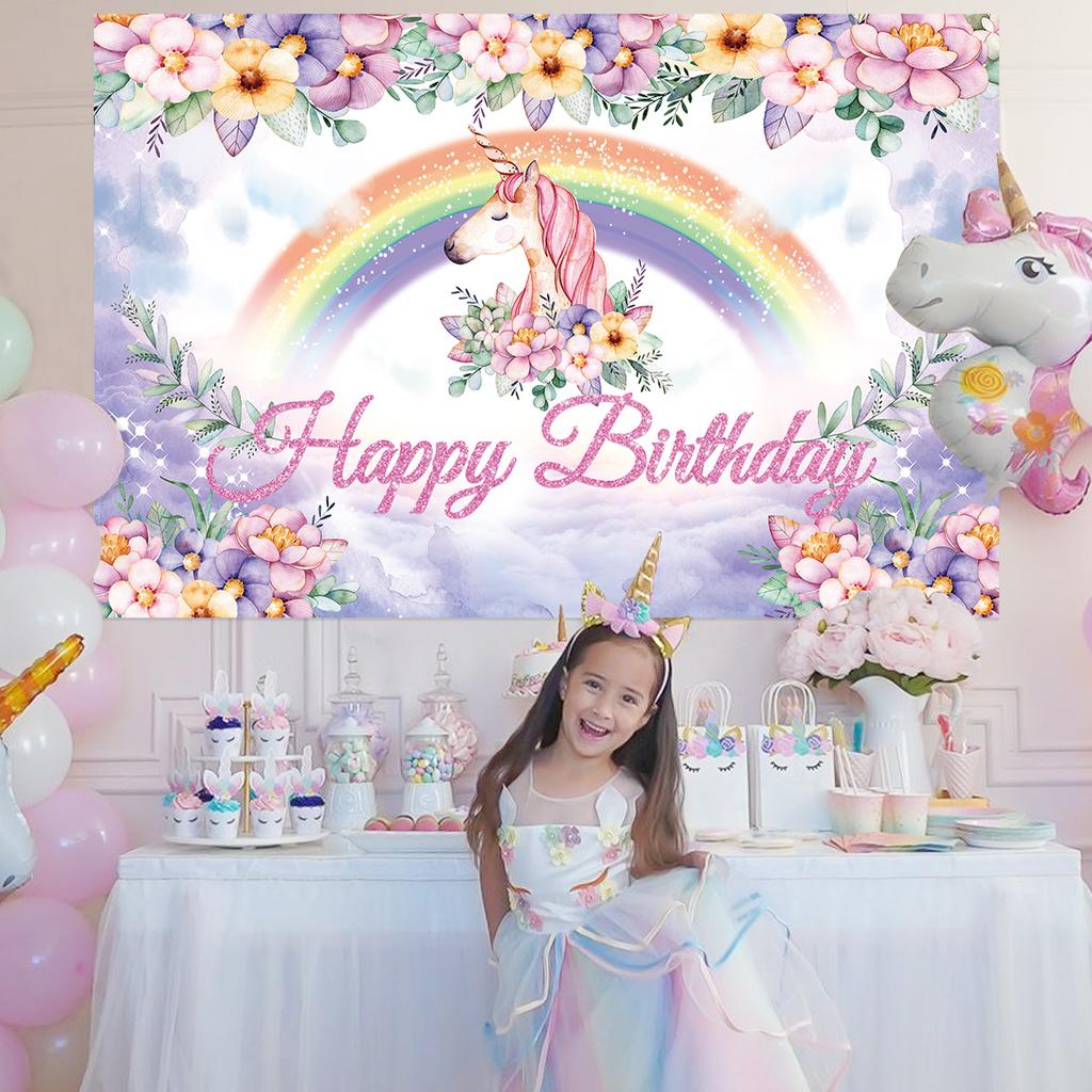 Единорог С Днем Рождения Вечеринка Декор Единорог Вечеринка Фон Единорог Декор Девочки Украшения для Детского Шауэра